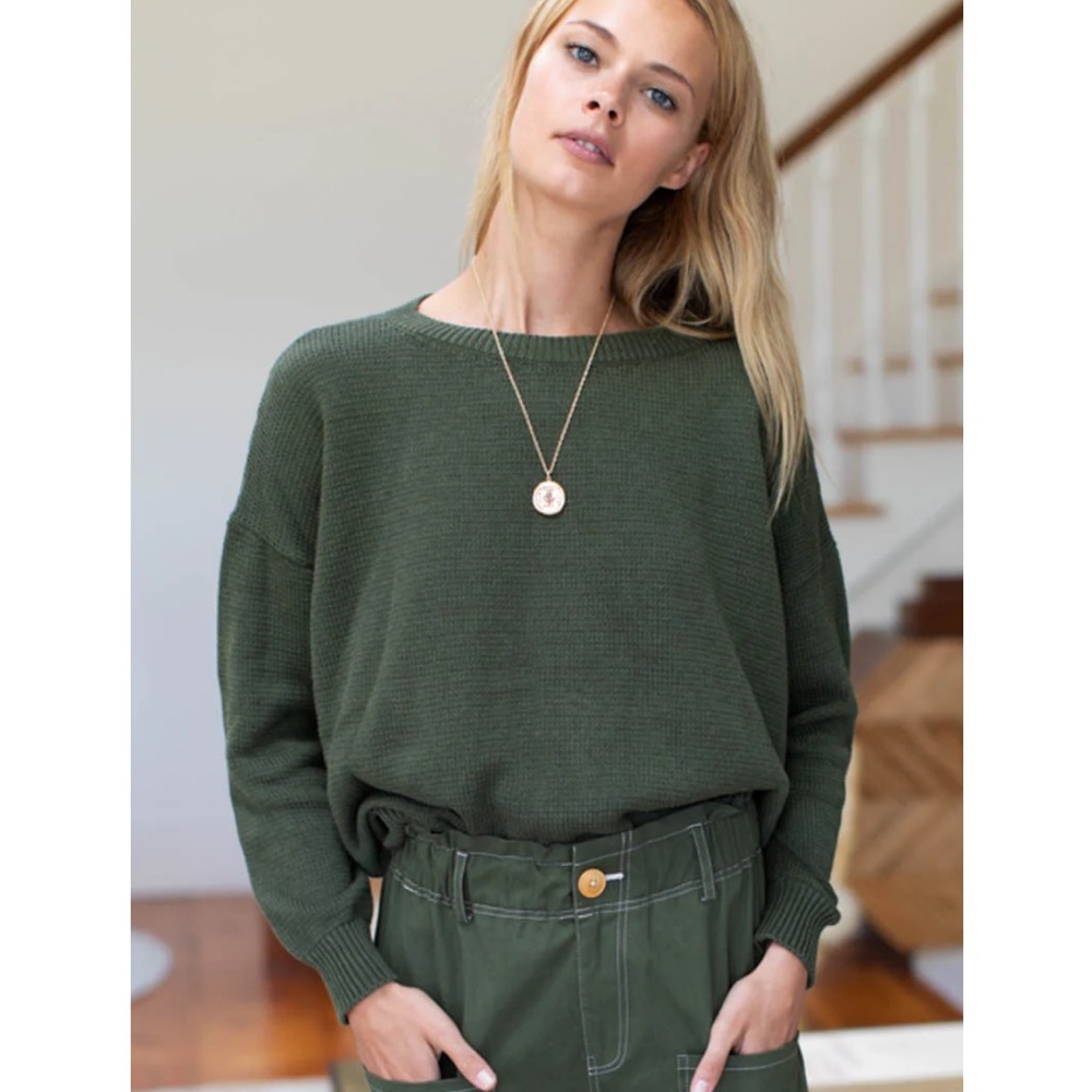 MOVING SALE Emerson Fry Organic Cotton Carolyn Sweater in Army Green, XS